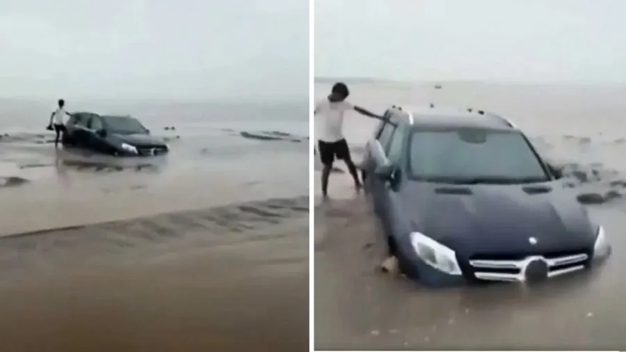 Video: સુરતના ડુમસ બીચ પર કાદવમાં ફસાઈ મર્સિડીઝ SUV, વીડિયો થયો વાયરલ 2 dumas.jpg