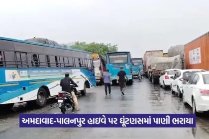 Ahmedabad Palanpur Highway Rain Traffic 1