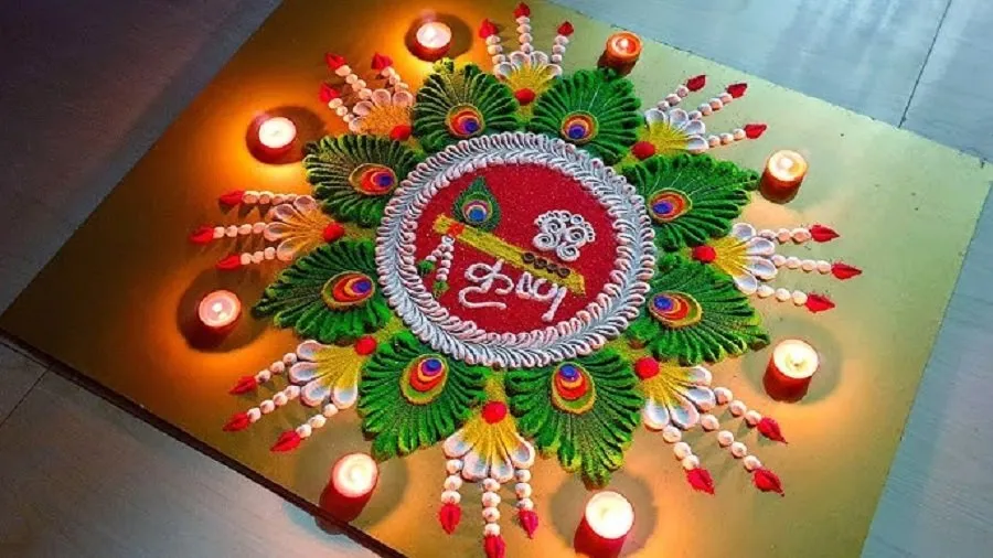 જન્માષ્ટમી સ્પેશિયલ: ઘરને સજાવવા માટે આ સરળ અને સુંદર રંગોળી ડિઝાઇન 5 rangoli 12.jpg