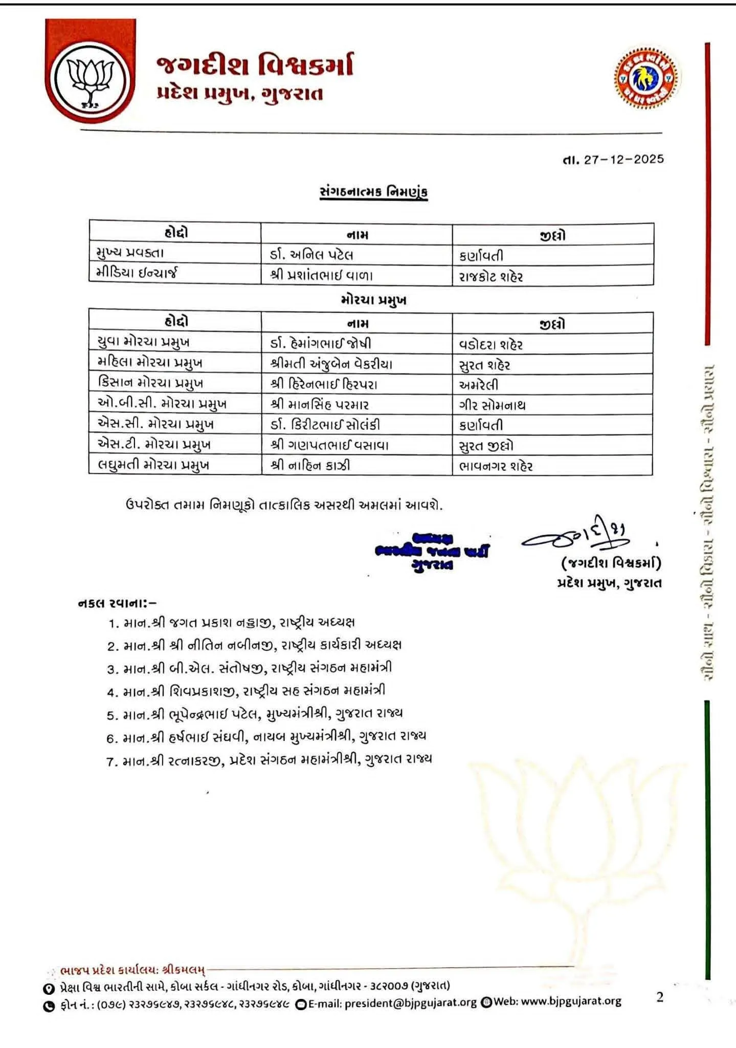 નવું સંગઠન, નવો ઉત્સાહ: ભાજપના નવયુક્ત સારથીઓને અભિનંદન 3 WhatsApp Image 2025 12 27 at 10.57.04 PM 1.jpeg