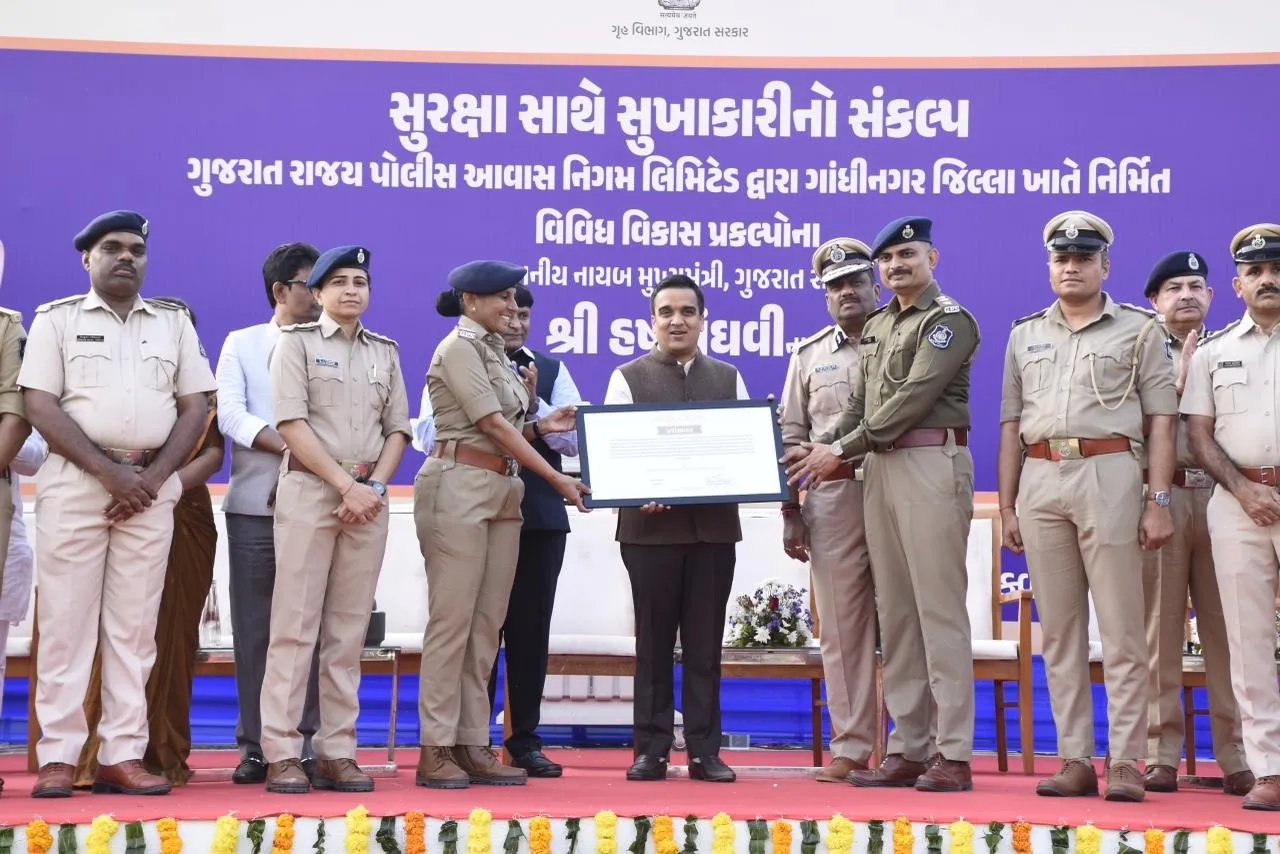 સુરક્ષા સાથે સુખાકારીના સંકલ્પ હેઠળ ગાંધીનગરમાં રૂ. ૨૭૩ કરોડના પોલીસ વિકાસ પ્રોજેક્ટ્સનું લોકાર્પણ-ખાતમુહૂર્ત 4 Gujarat Police Housing Development Projects 2026 1.png