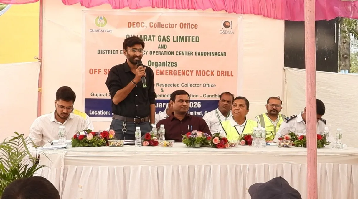 ગાંધીનગર સેકટર ૨૪ સ્થિત GSPC ગુજરાત ગેસ ખાતે ગેસ લીકેજ અને આગની મોકડ્રીલ સફળતાપૂર્વક યોજાઈ 3 Gandhinagar GSPC Gas Mockdrill 2026 1.jpeg