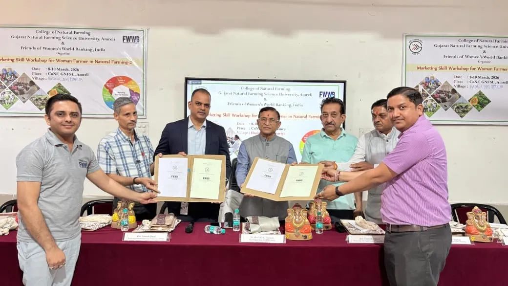 અમરેલીમાં મહિલા ખેડૂતોને આત્મનિર્ભર બનાવવા નેચરલ ફાર્મિંગ કોલેજ અને FWWB વચ્ચે મહત્વપૂર્ણ MOU 2 amreli natural farming women farmers mou fwwb.png