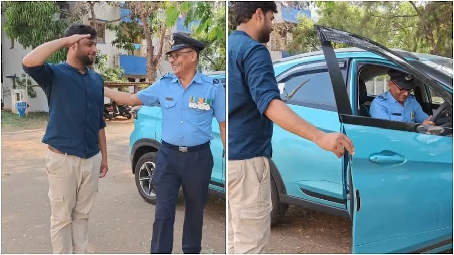 પિતા IAF માંથી રિટાયર્ડ થયા તો પુત્રએ 'સલ્યુટ' આપીને કર્યું સ્વાગત, સોશિયલ મીડિયા પર વાયરલ થયો ભાવુક વિડિયો 2 video.jpg