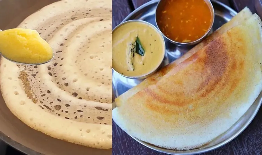 જાણો કેવી રીતે બને છે રેસ્ટોરન્ટ જેવા પેપર થીન 'ઘી રોસ્ટ ઢોસા', 2 dosa.jpg