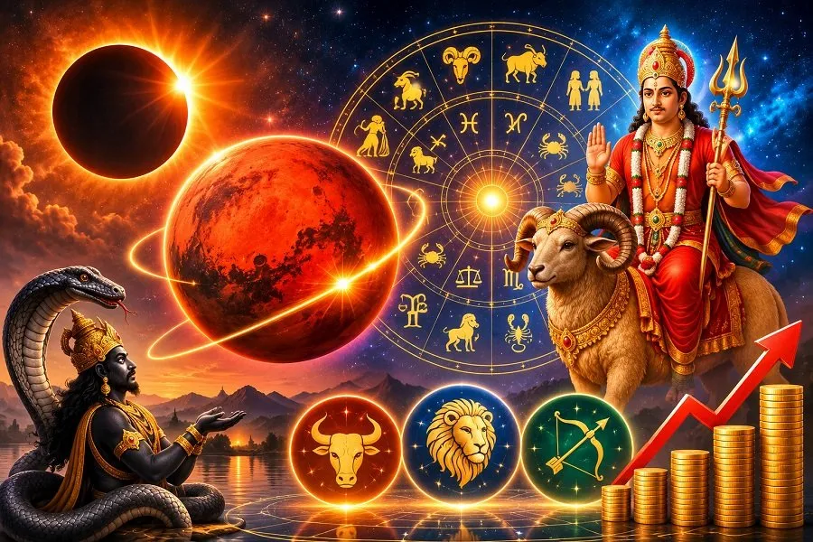 સૂર્ય ગ્રહણના દિવસે મંગળ બદલશે નક્ષત્ર, આ ૩ રાશિઓનું ચમકશે ભાગ્ય! 2 Mars Transit