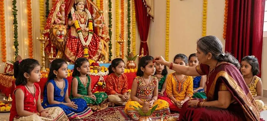 નવરાત્રીમાં આ ભૂલ ન કરતા! કન્યા પૂજન પહેલા જાણી લો આ ખાસ નિયમો અને દેવીઓના સ્વરૂપ 3 Kanya Pujan